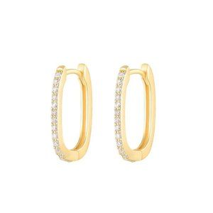 Perfect SIMPLE Dainty Rectangular Pave Huggies High Quality Sterling Silver Gold
